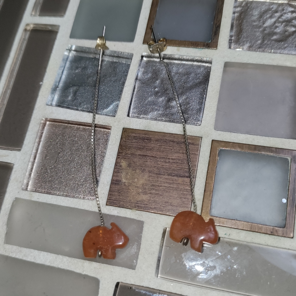 Vintage Selenite Bunny Earrings-925 tested-Rare & unique